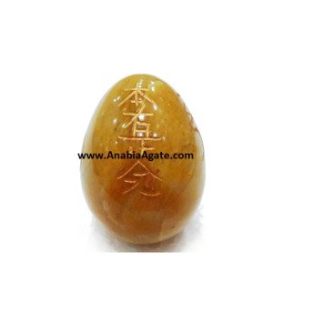 Yellow Aventurine Usui Engraved Reiki Egg for Energy Healing and Balance