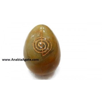 Yellow Aventurine Usui Engraved Reiki Egg for Energy Healing and Balance