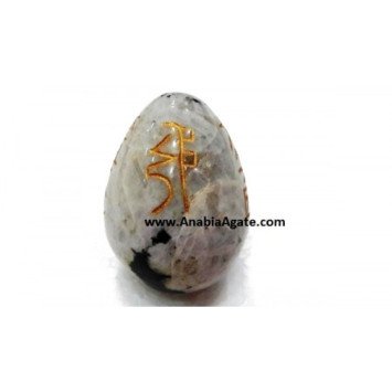 Rainbow Moonstone Usui Reiki Engraved Egg - Healing Crystal Energy