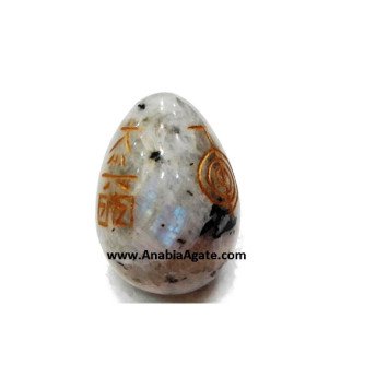 Rainbow Moonstone Usui Reiki Engraved Egg - Healing Crystal Energy