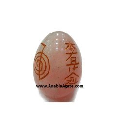 Rose Quartz Usui Engraved Eggs for Healing and Meditation