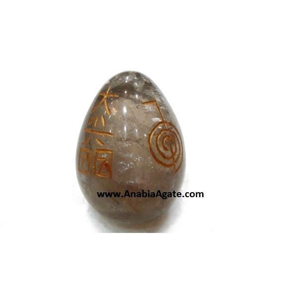 Smoky Quartz Usui Engraved Eggs | High-Quality Crystals