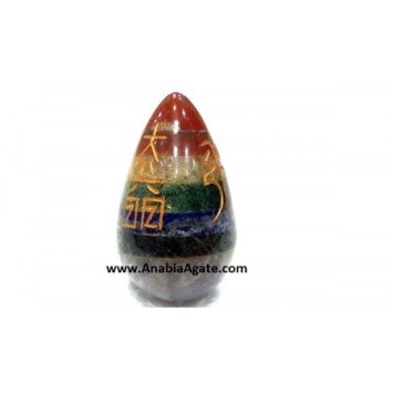 Chakra Bonded Engraved Usui Reiki Eggs - Balancing Energy Healing Stones