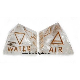 Crystal Quartz 4 Elements Engraved Pyramid - Harmonize Your Space