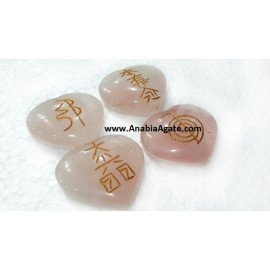 Rose Quartz Heart Shape Reiki Set - Healing Crystals Set