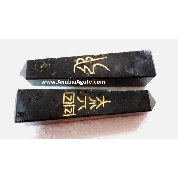 Black Jasper Reiki Engraved Tower