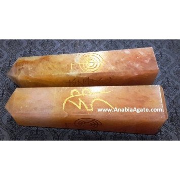 Yellow Aventurine Reiki Engraved Tower for Healing Energies