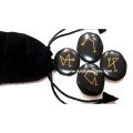 Black Jasper Arc Angle Palmstone Set with Velvet Pouch - Healing Crystal Set
