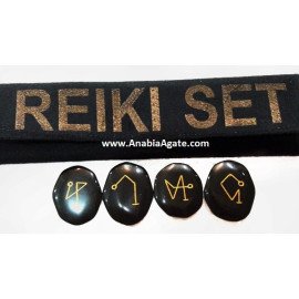 Black Jasper Arc Angel Palmstone Set with Velvet Purse - Healing Crystals and Stones