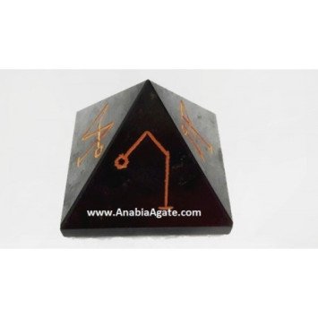 Black Jasper Arch Angle Engraved Pyramid