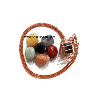 Square Bronze Cage Chakra Tumble Necklace Set - Enhance Your Style