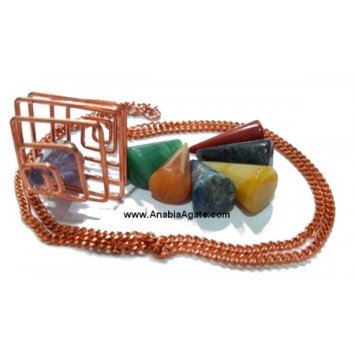 Square Bronze Cage Chakra Cone Necklace Set | Unique Chakra Jewelry