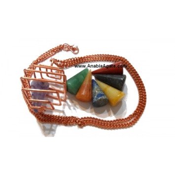 Square Bronze Cage Chakra Cone Necklace Set | Unique Chakra Jewelry