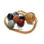 7 Chakra Tumble Stones Necklace Set with Round Golden Cage