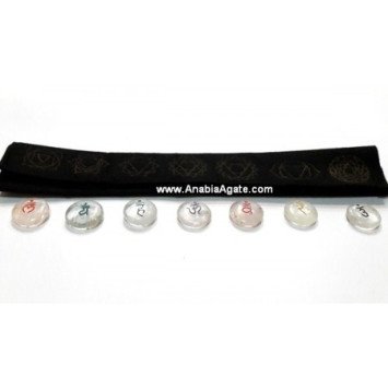 Crystal Quartz Chakra Coloured Sanskrit Disc Set with Velvet Purse