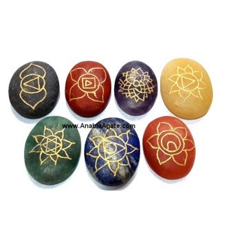 Chakra Engraved Unpolished Oval Set - Balance Your Energy