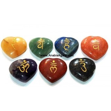 Chakra Sanskrit Engraved Heart Set - Balance Your Energy Centers