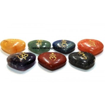 Chakra Sanskrit Engraved Heart Set - Balance Your Energy Centers