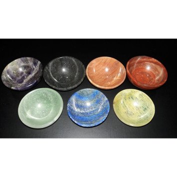 3 Inch Chakra Stone Bowls Set - Meditation and Energy Healing Tools