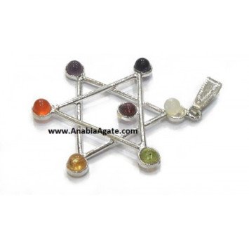 Chakra Hexagram Metal Pendant - Balance and Harmony