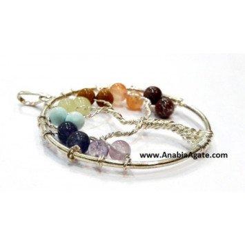 Chakra Tree of Life Metal Pendant - Handcrafted Spiritual Jewelry