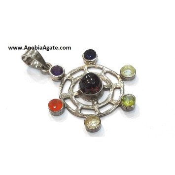 Web Chakra Metal Pendant - Handcrafted Spiritual Jewelry