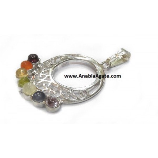 Chakra Cabs Round Shape Metal Pendant - Handcrafted Jewelry