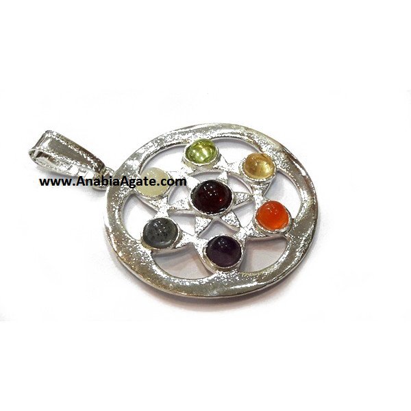 Chakra Star Flower Cut Pendant - Unique Energy Healing Jewelry