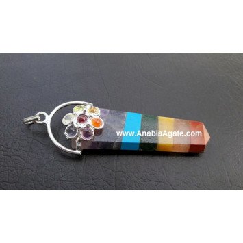 Bonded Chakra Flat Stick Pendant - Balancing Energy Crystal Necklace