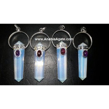 Opalite Double Point Pencil Pendants with Garnet