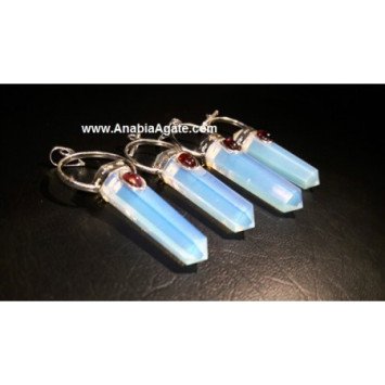 Opalite Double Point Pencil Pendants with Garnet