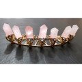 Rose Quartz Pencil Points Golden Tiara - Healing Crystal Pencil Points