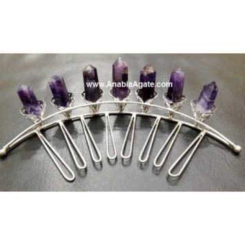 Amethyst Pencil Points Silver Tiara