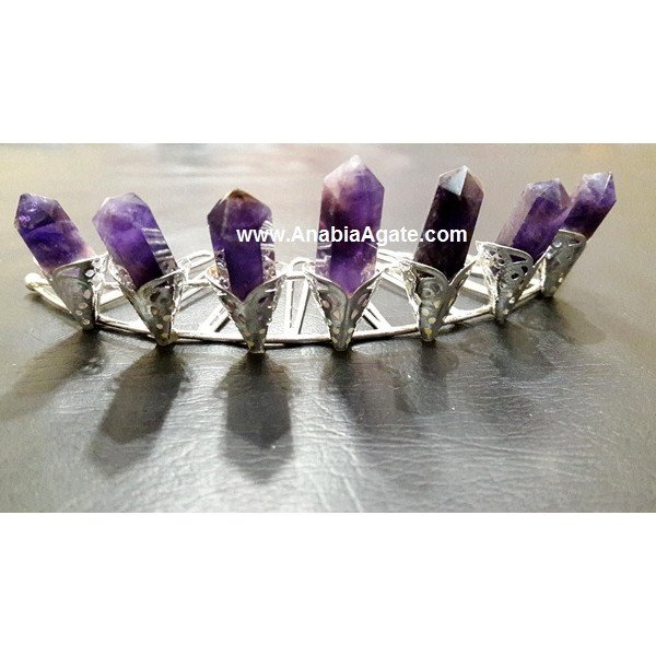 Amethyst Pencil Points Silver Tiara