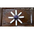 White Agate Pencil Energy Generator with Amethyst Conical Pyramid