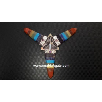 Chakra Flat Stick Energy Generator with Crystal Quartz Tetrahedron - Harmonize Your Space