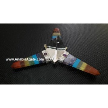 Chakra Flat Stick Energy Generator with Crystal Quartz Tetrahedron - Harmonize Your Space