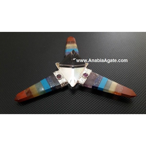 Chakra Flat Stick Energy Generator with Crystal Quartz Tetrahedron - Harmonize Your Space