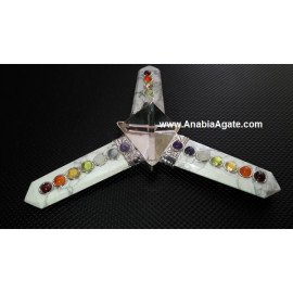 Howlite Flat Stick Chakra Energy Generator with Crystal Quartz Tetrahedron