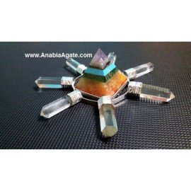 Chakra Bonded Pyramid Energy Generator with Crystal Quartz Pencils | Balance and Harmonize your Chakras