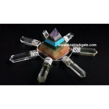 Chakra Bonded Pyramid Energy Generator with Crystal Quartz Pencils | Balance and Harmonize your Chakras
