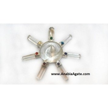 Crystal Quartz Pencil with Chakra Cabs Energy Generator With Crystal Conical Pyramid