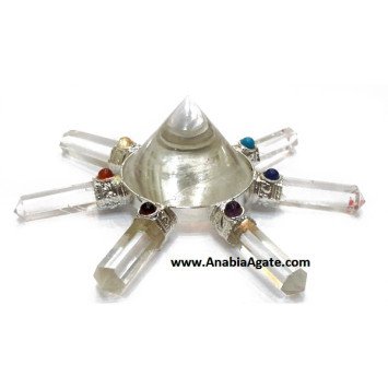 Crystal Quartz Pencil with Chakra Cabs Energy Generator With Crystal Conical Pyramid