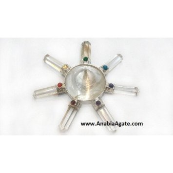 Crystal Quartz Pencil with Chakra Cabs Energy Generator With Crystal Conical Pyramid