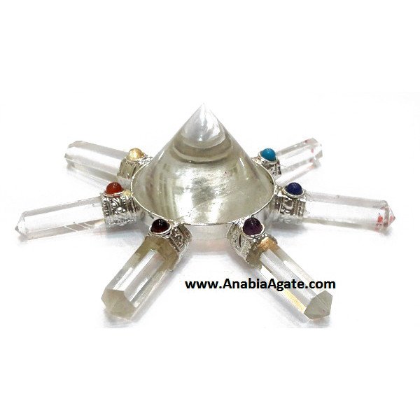 Crystal Quartz Pencil with Chakra Cabs Energy Generator With Crystal Conical Pyramid