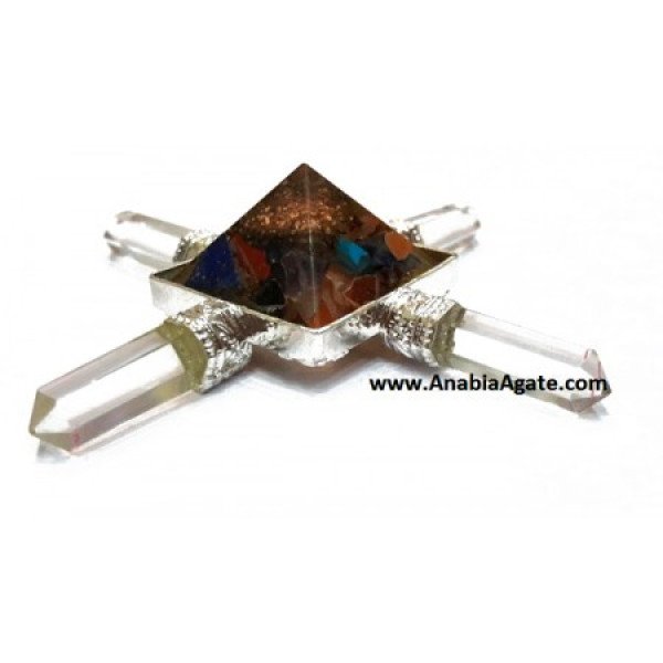 Crystal Quartz Pencil Energy Generator with Orgone Pyramid Center | Healing Energy Tool