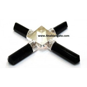 Black Tourmaline Pencil Energy Generator with Crystal Pyramid