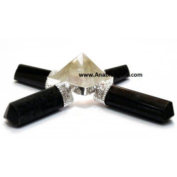 Black Tourmaline Pencil Energy Generator with Crystal Pyramid