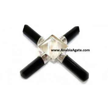 Black Tourmaline Pencil Energy Generator with Crystal Pyramid