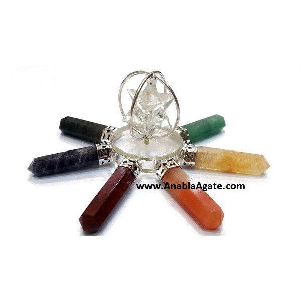 Seven Chakra Pencil Energy Generator with Spinning Merkaba | Energy Healing Tool